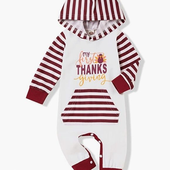 NWT 1st Thanksgiving Infant Hooded Romper - Picture 2 of 7